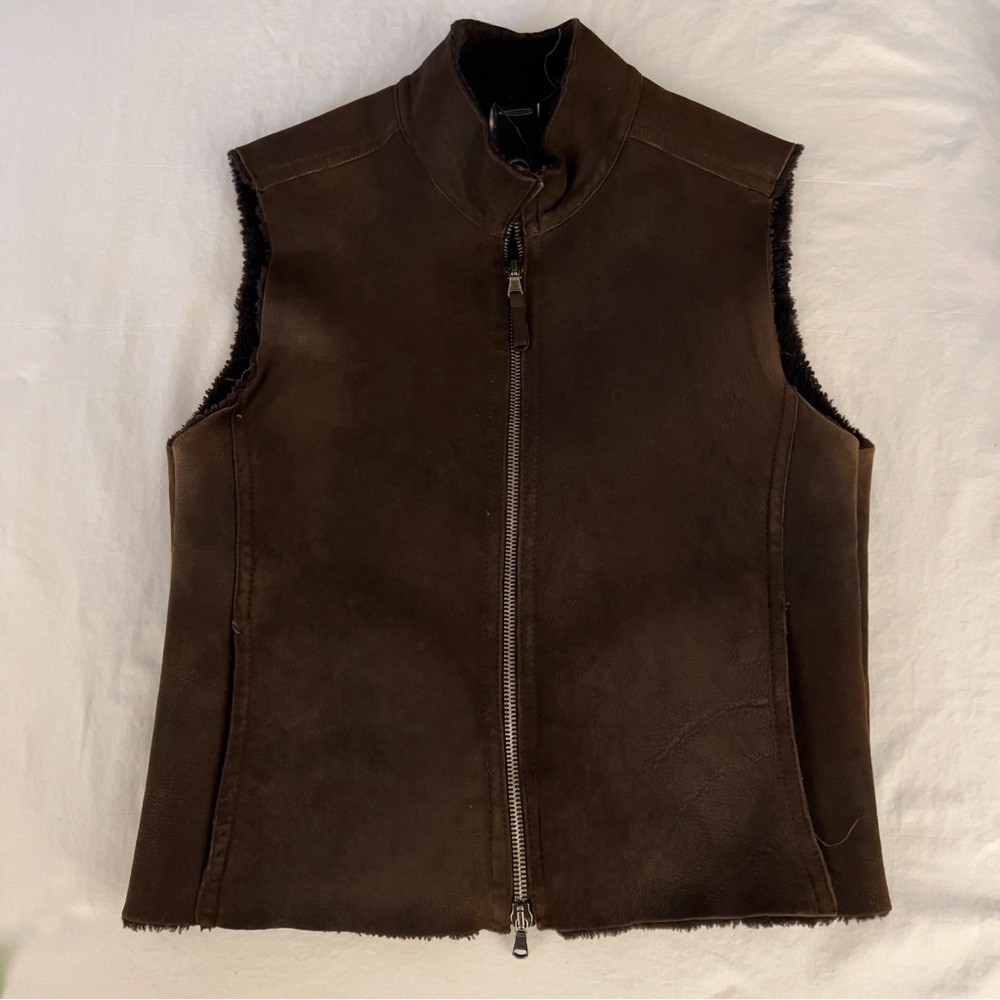 Compagnia Delle Pelli Brown Shearling Double Zip Vest Men’s M Made In Italy